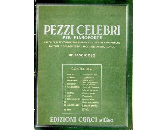 11591 | Pezzi Celebri per Pianoforte - Raccolta di 12 Composizioni Pianistiche, Classiche e Romantiche - III Fascicolo