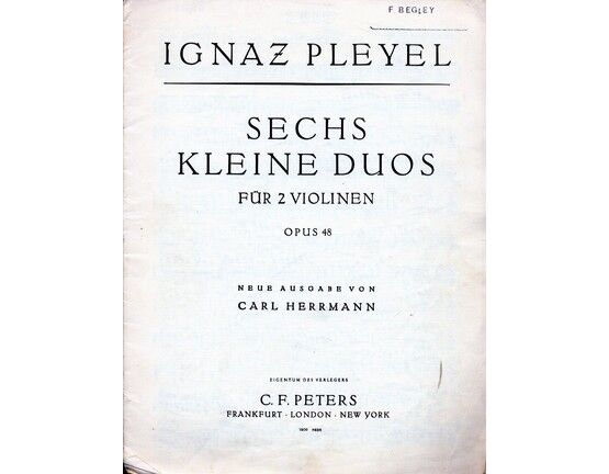11694 | Pleyel - 6 Small Duos - For 2 Violins - Violin 1 Part - Op. 48