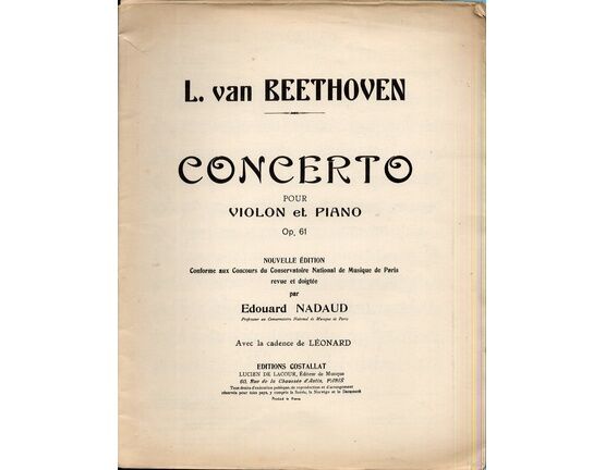 11715 | Beethoven - Concerto for Violin and Piano - Op. 61