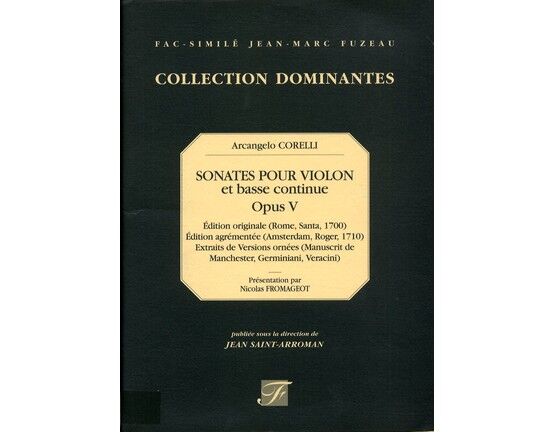 11768 | Arcangelo Corelli - Sonatas for Violin and Basso Continuo - Op. 5 - Facsimile Jean Marc Fuzeau - Collection Dominantes