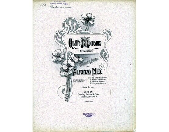 11885 | Quatre Morceaux Faciles - No. 3 - The Natal Gavotte - for Piano and Violin - Dedicated to Charles St. Quintin Bond