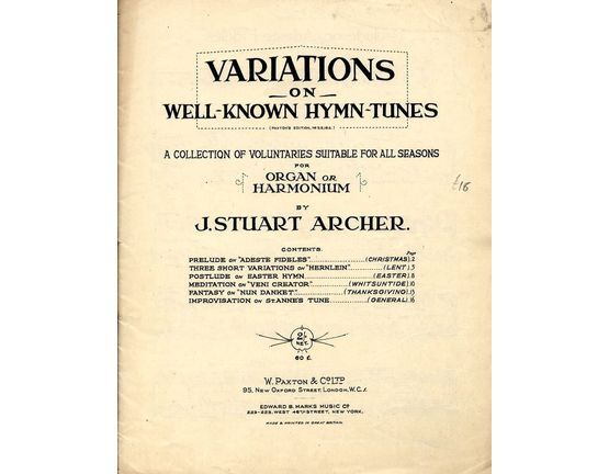 122 | Variations on Well-known Hymn Tunes - A collection of voluntaries suitable for all Seasons for Organ or Harmonium