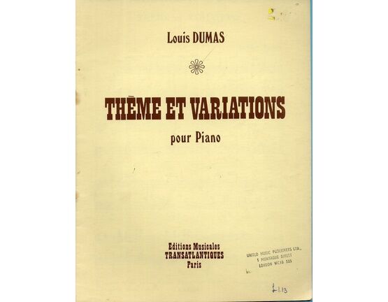 13130 | Dumas - Theme et Variations - For Piano
