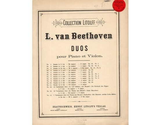 13199 | Beethoven - Sonata in E Flat Major (Op. 12, No. 3) - For Violin and Piano