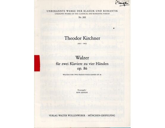 13261 | Kirchner - Waltzes for Two Pianos (Op. 86) - Unknown Words of the Classical and Romantic Period No. 205