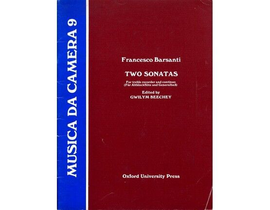 139 | Barsanti - Two Sonatas - For Treble Recorder and Continuo - Musica da Camera Edition 9