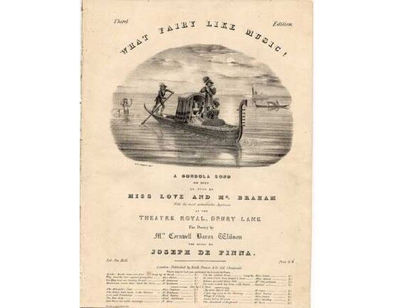 1479 | What Fairy Like Music!, A Gondola Song or duet as sung by Miss Love and Mr Braham at the Theatre Royal, Drury Lane,
