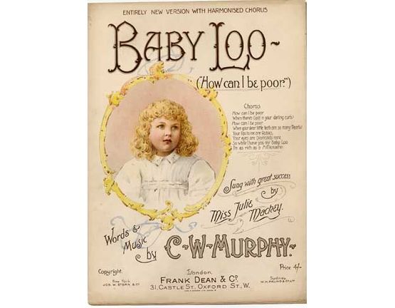 1560 | Baby Loo (How can I be Poor) - Sung by Julie Mackey, new version with harmonised chorus - For Piano and Voice