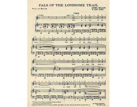 164 | Pals of the Lonesome Trail - For Piano and Voice with Chord symbols