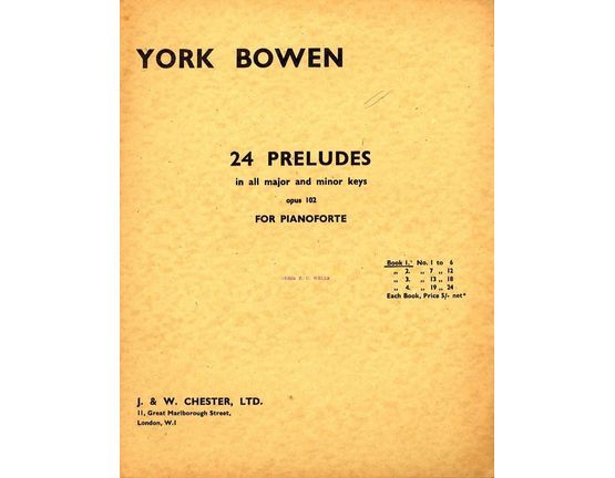 184 | 24 Preludes in all major and minor keys - Book 1- No's 1-6 - Op. 102 - For Pianoforte