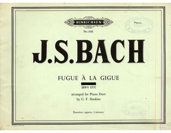 2002 | Bach - Fugue a la Gigue (BWV 577) - For Piano Duet - Hinrichsen Edition No. 1541
