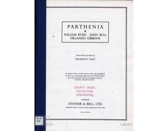 2574 | Parthenia - A critical edition of this famous book, first published in 1612-13, comprising eight pieces by William Byrd, seven by John Bull and six by