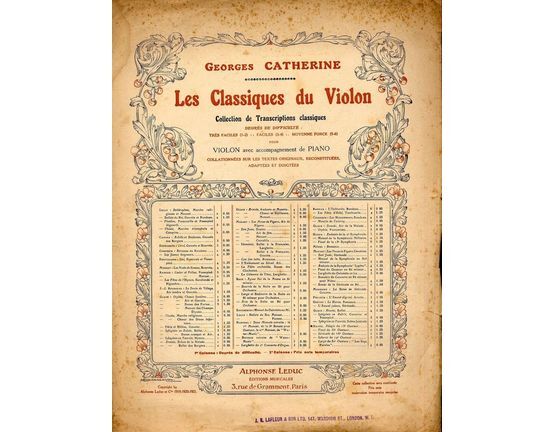 2738 | Adagio - Du 13e Quatuor - Les Classiques du Violon - Pour Violon avec Accompagnement de Piano