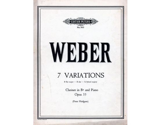 2969 | Weber - 7 Variations - B flat major - For Clarinet in Bb and Piano - Edition Peters No. 7015