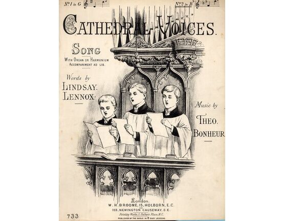 7825 | Cathedral Voices - Song in the Key of B flat Major for High Voice - With Organ or Harmonium Accompaniment ad. lib.
