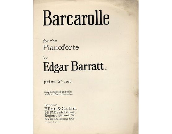 3122 | Barcarolle - For the Pianoforte