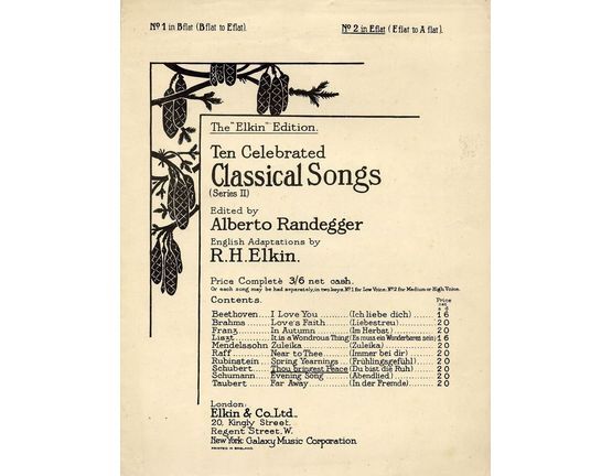 3122 | Thou Bringest Peace - The Elkin Edition of Celebrated Classical Songs-  Series II - No. 2 in E flat - Op. 59, No. 3