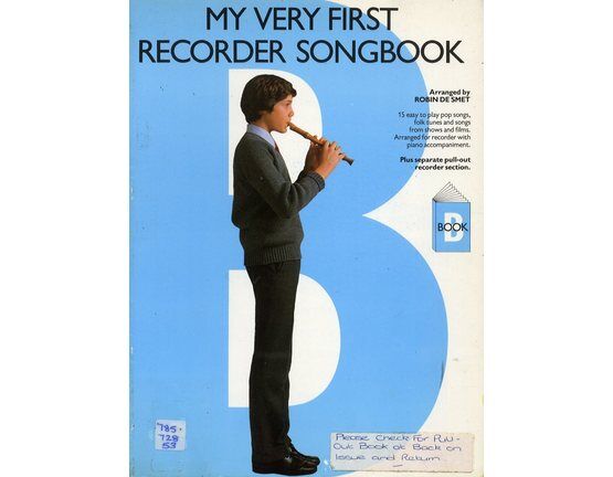3206 | My very First Recorder Songbook - 15 easy to play pop songs, folk tunes and songs from shows and films  -  Arranged for Recorder with Piano Accompanim
