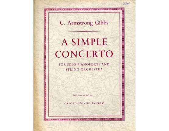 3362 | A Simple Concerto - For Solo Pianoforte and String Orchestra In Three Movements