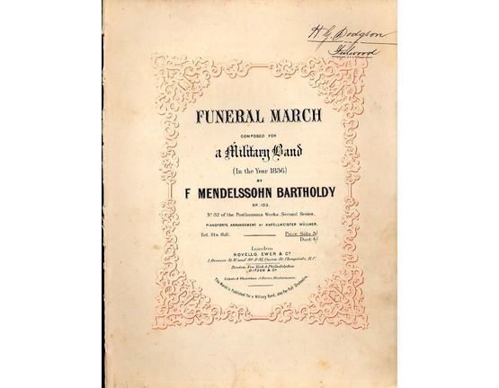 3736 | Mendelssohn Funeral March - Composed for a Military Band - Op. 103, No. 32, posthumous works second series - Pianoforte Arrangement