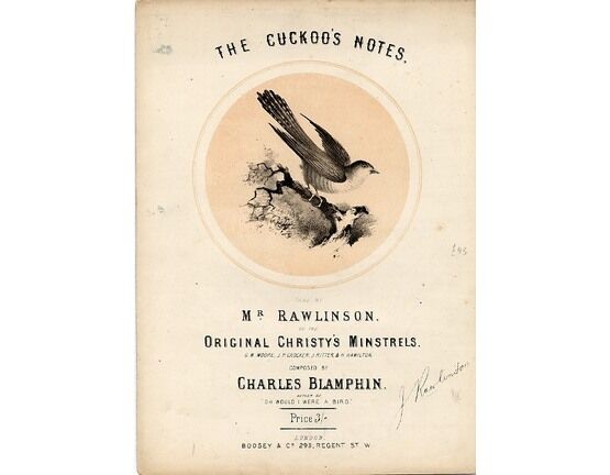 3788 | The Cuckoos Notes - Song sung by Mr Rawlinson of the Original Christys Minstrels