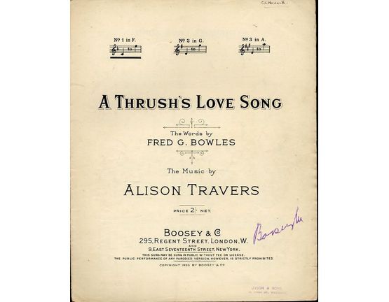 393 | A Thrush's Love Song - Song - In the key of F major for low voice