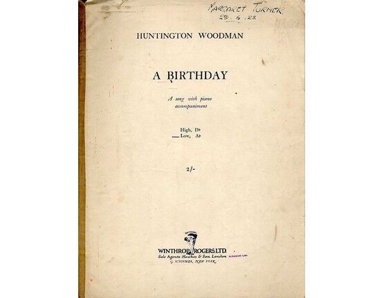 4 | A Birthday - A Song with Piano Accompaniment - In the key of A flat for low voice