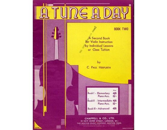 4 | A Tune a Day, a second book for violin instruction, intermediate, piano Acc