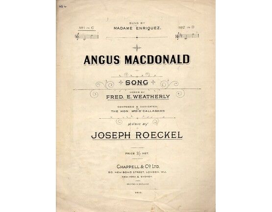 4 | Angus Macdonald - Sung by Madame Enriquez - Song - In the key of C major