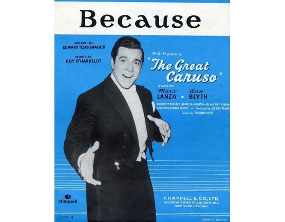 4 | Because,  from "The Great Caruso", featuring Mario Lanza - Key of C major for High voice