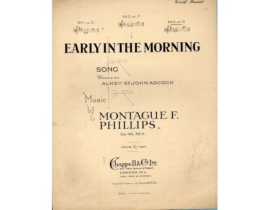 4 | Early in the Morning - Op. 46 No.4 - Song in the Key of D major - for Low Voice