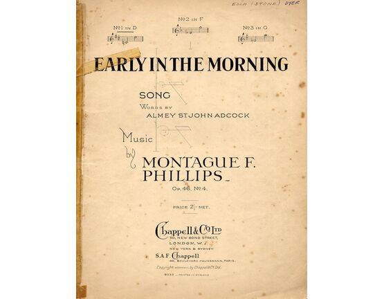 4 | Early in the Morning - Op. 46 No.4 - Song in the Key of D major - for Low Voice