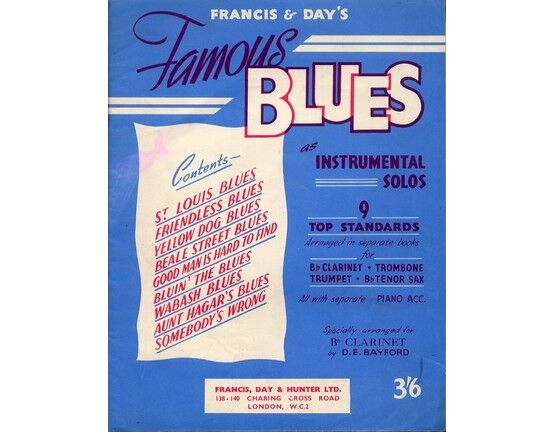 4 | Francis & Days Famous Blues as instrumental solos, specially arranged for Bb clarinet.