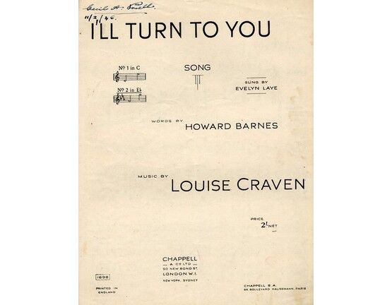 4 | I'll Turn to You - Song - In the key of E flat major for high voice - As sung by Evelyn Laye