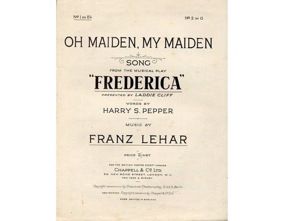4 | Oh Maiden, My Maiden - Song from "Frederica" - In the key of G major for high voice