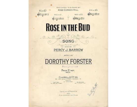 4 | Rose in the Bud - Song - In the key of B flat major for low voice