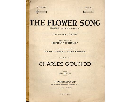 4 | The Flower Song -  From the opera "Faust" with English and French Words - In the key of C major for high voice