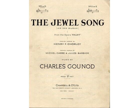 4 | The Jewel Song - Song from the opera Faust - In the key of D Major for low voice