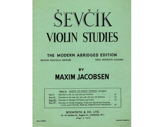 406 | Violin Studies - The Modern Abridged Edition - Part III - School of Violin Technic - Exercises in changes of Position and Scales