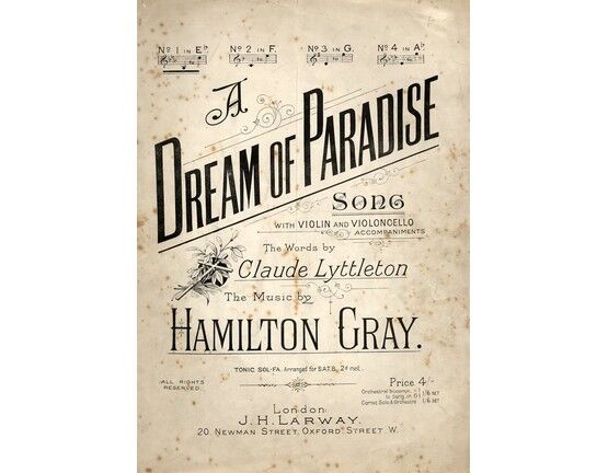 4469 | A Dream of Paradise - Song in the Key of A flat major for high voice - Compass E up to G