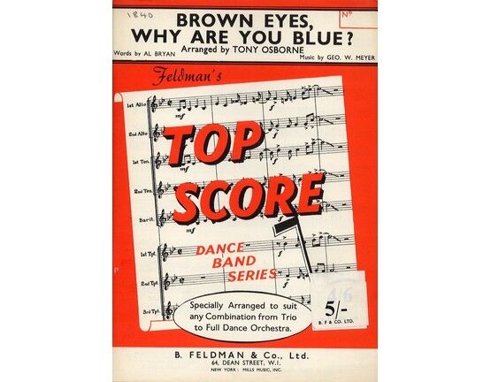 4603 | Brown Eyes Why Are You Blue - Top Score Dance Band Series - Specially Arranged by Tony Osborne to suit any Combination from Trio to Full Dance Orchest