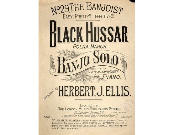 4612 | Black Hussar Polka March - Banjo Solo with Accompaniment for Piano - No. 29 from The Banjoist Series