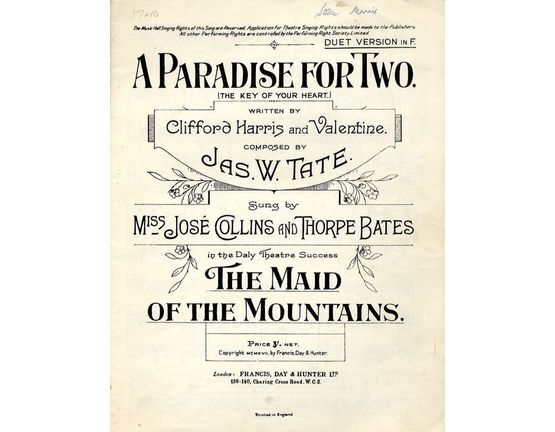 4614 | A Paradise for Two (The Key of Your Heart) Vocal Duet from "The Maid of the Mountains"