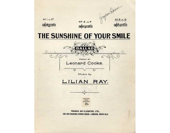 4614 | The Sunshine of your smile - Ballad in the  Key G major for High Voice