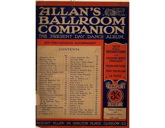 4626 | Allans Ballroom Companion - The Present Day Dance Album -  For Piano - With Piano-Accordion Accompaniment - With full instructions for The dashing whi