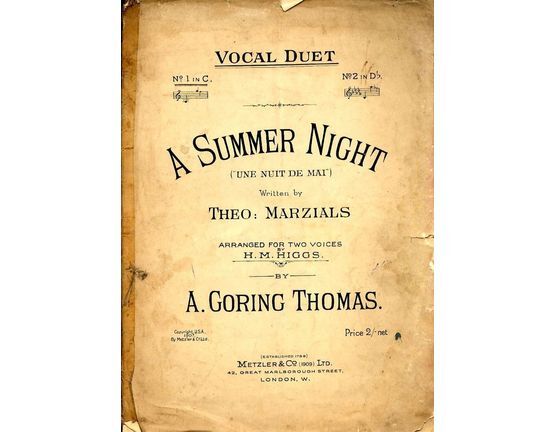 4640 | A Summer Night - (Une nuit De Mai)-  Vocal duet in the key of C major
