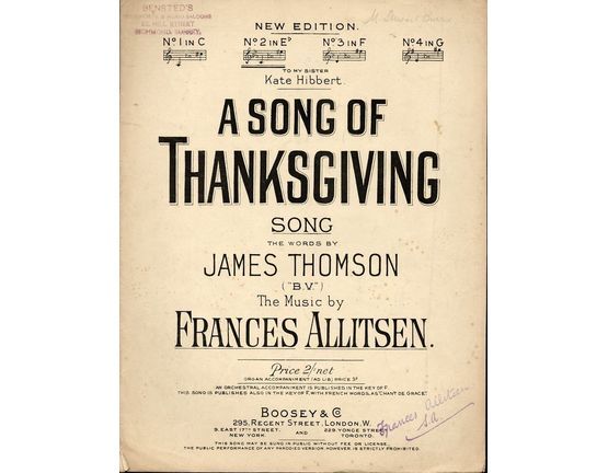 4656 | A Song of Thanksgiving -  Song  - In the key of E flat major