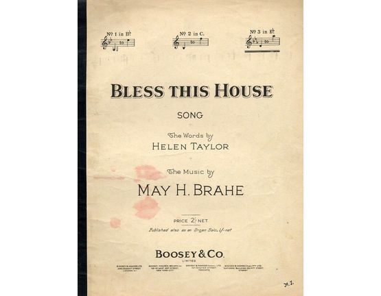 4656 | Bless This House - Key of E flat major for high voice