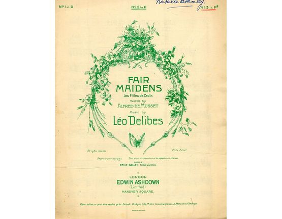 4672 | Fair Maidens (Les Filles de Cadix) - Song with English and French Words in the key of F Sharp minor (3 Sharps)