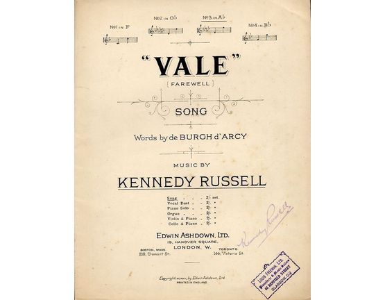 4672 | Vale (Farewell) - Song - In the key of A flat major